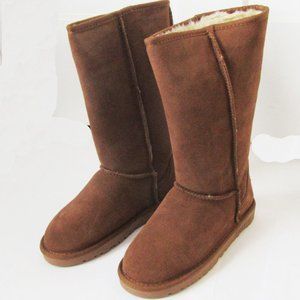Women TPR Sole Winter Medium Boots Suede Upper in BROWN SZ6
